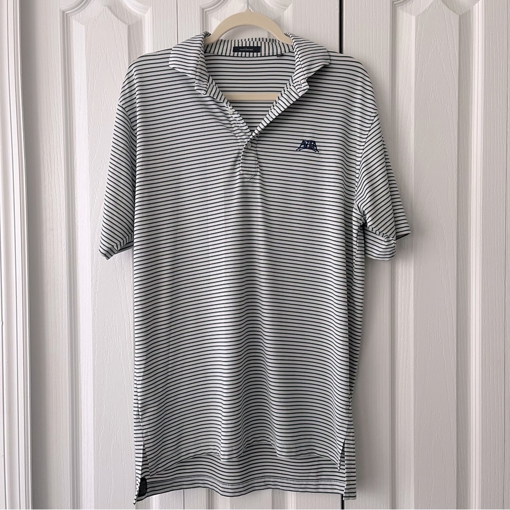 Turtleson Stripe Avila Golf Polo Men’s Medium Green and Blue